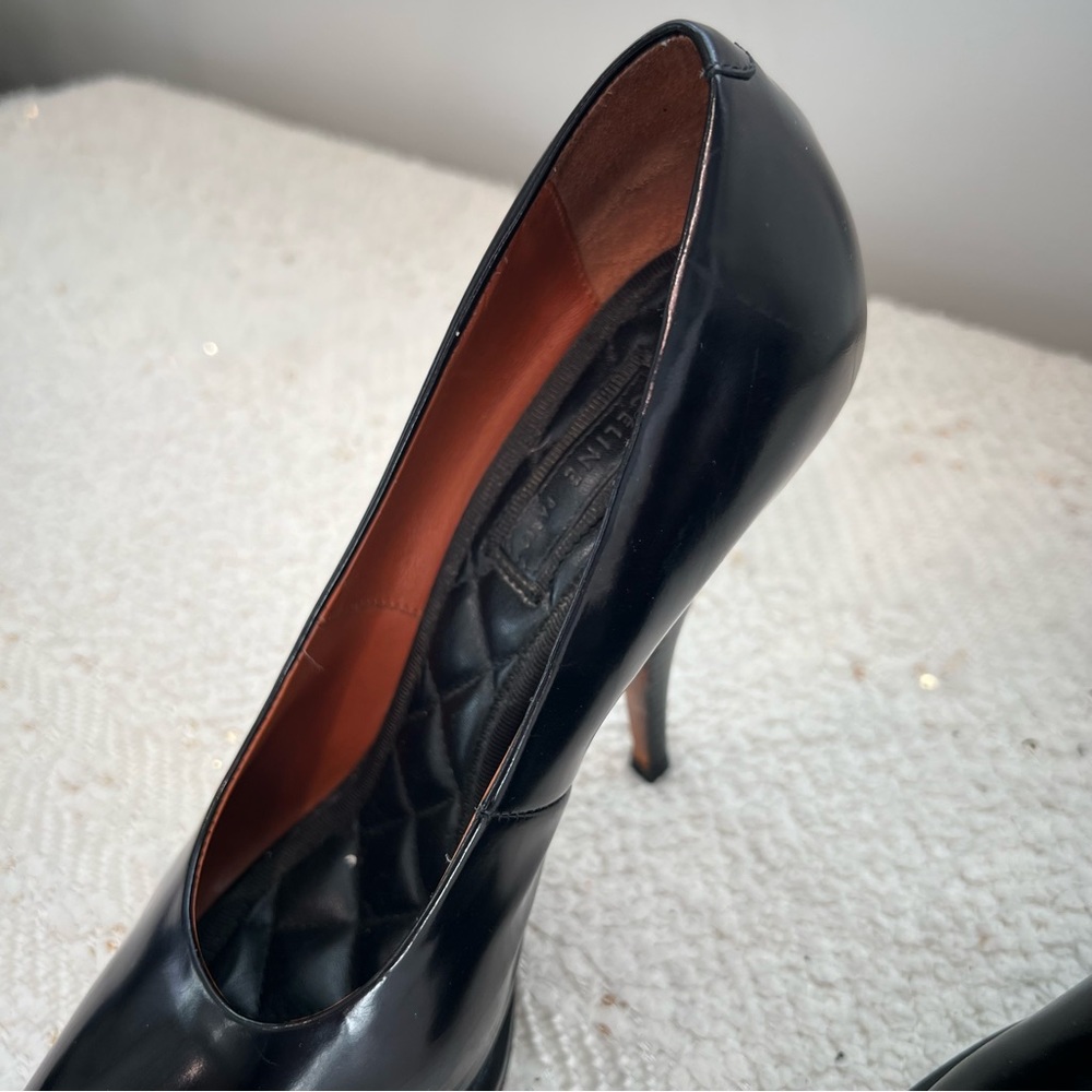 CELINE Heels Black Patent Leather Pointed Toe Platform High Heel Pumps 36.5/ 6.5 - Picture 15 of 15